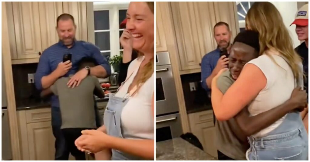 collage 2 Adopted boy sobs with joy after his new family surprises him with his first birthday cake