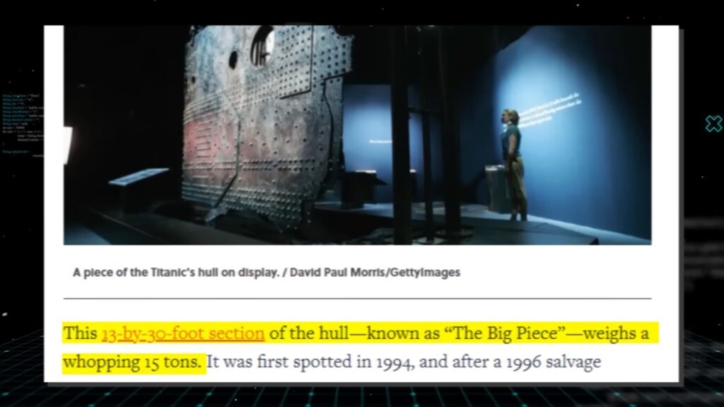 The big piece of the Thebuzzly hull 15 terrifying things recovered from the Titanic! – Lebuzzly